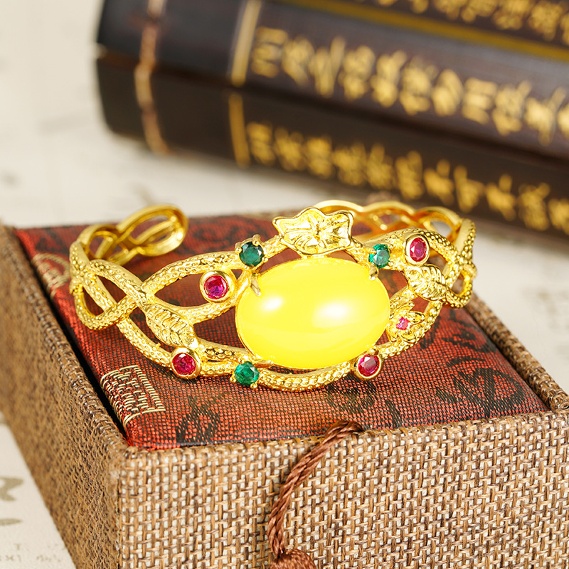 Brazalete de piedra multicolor de oro de Vietnam mujer abertura de moda universal diseño de envoltura sensación Yiwu accesorios al por mayor transfronterizos