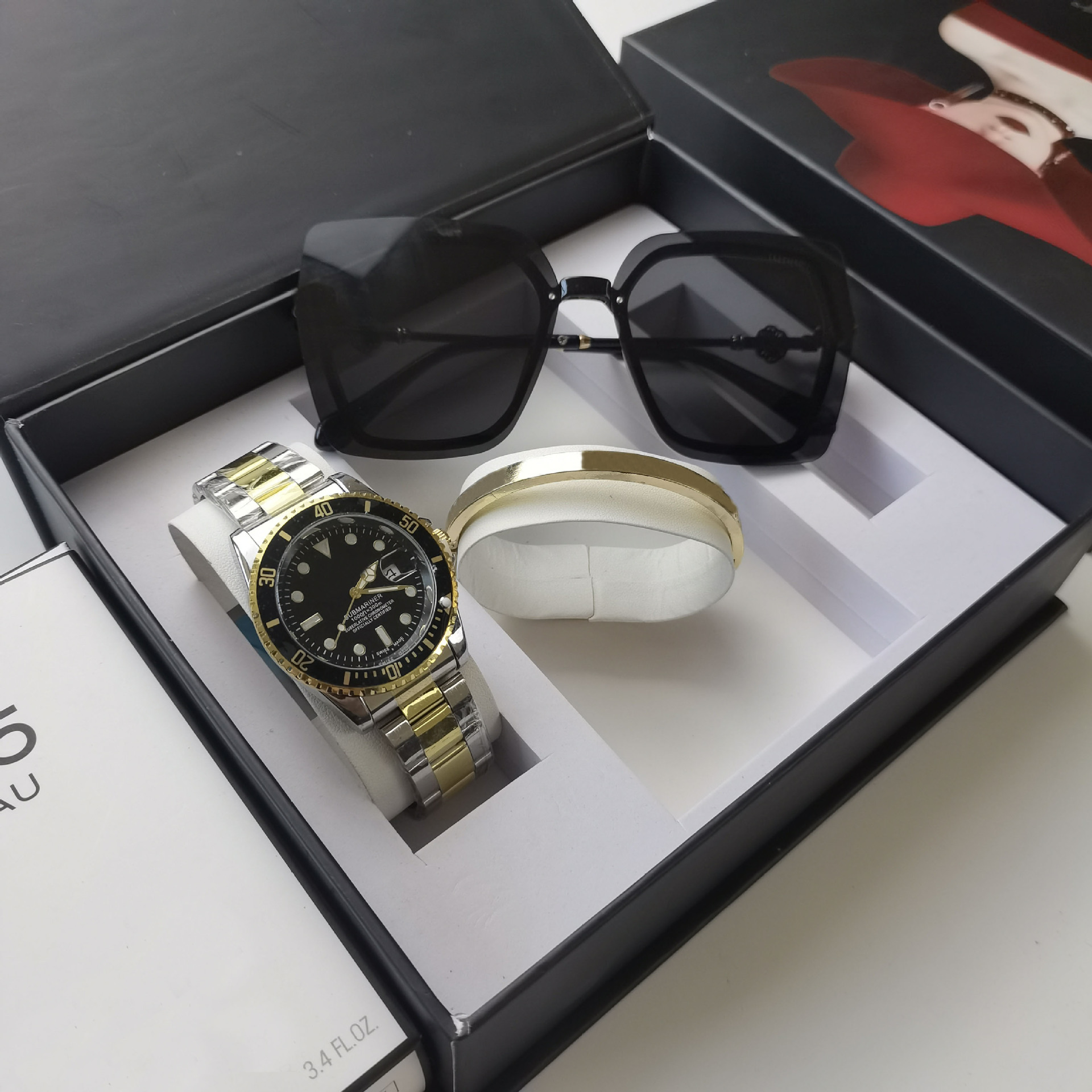 Watches Sunglasses Women's Set Water Ghost Steel Belt Quartz Watch Yacht Business Men's Watch Fashion Sunglasses 3