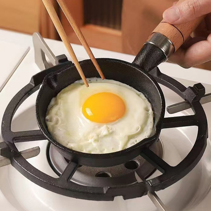 주철 미니 오믈렛 팬, 계란찜 팬, 계란만두용, 가정용 평평한 바닥 논스틱 팬, 뜨거운 기름을 붓는 작은 오일 팬, 건강하고 논스틱
