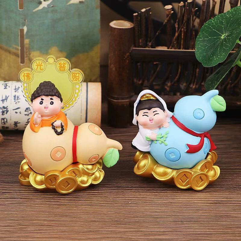 National trend creative blessing green gourd fairy ornaments good luck God of Wealth work station desktop decoration car center console decoration