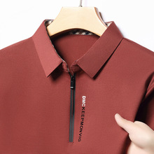 外贸春天中青年男士长袖T恤薄跨境商务休闲男式翻领T恤带拉链上衣