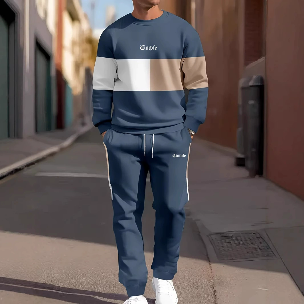 Независимая станция, горячая распродажа, осенне-зимняя мода, простая спортивная повседневная мужская толстовка с круглым вырезом и спортивные штаны с 3D цифровой печатью