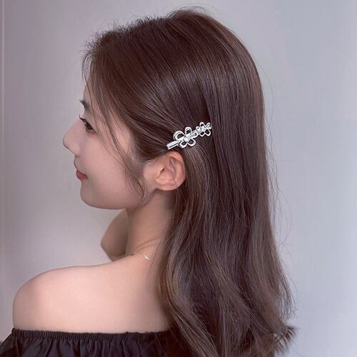 Metal flower water diamond hair clip sweet niche design bangs clip forehead messy hair clip hairpin for girls  new