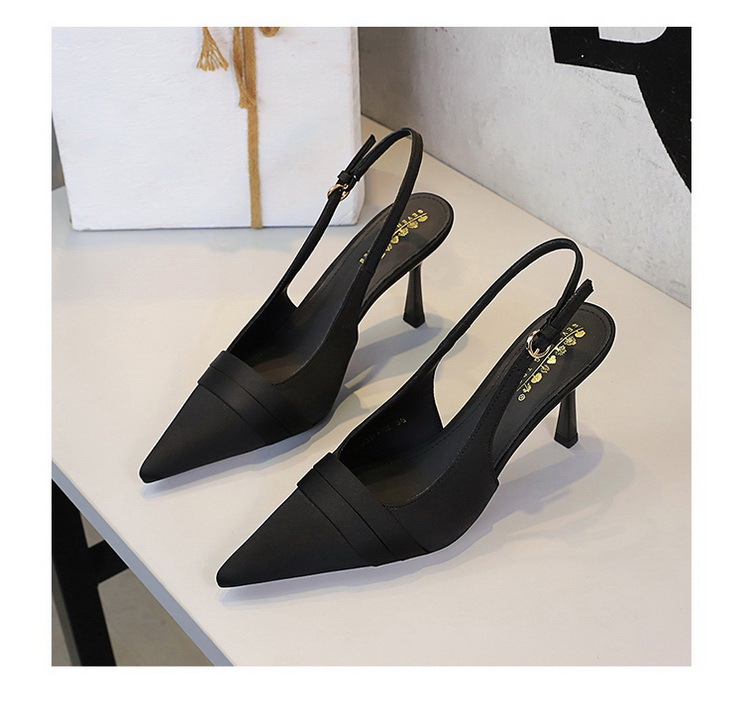Escarpins élégants à bout pointu en satin avec dos ouvert et bride à la cheville - Escarpins pour femmes pour fêtes et soirées_voghion.com