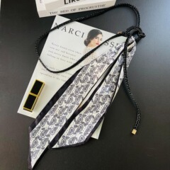 波西米亚民族风编织丝巾腰带女高级感咖啡色腰链配饰连衣裙细裤带
