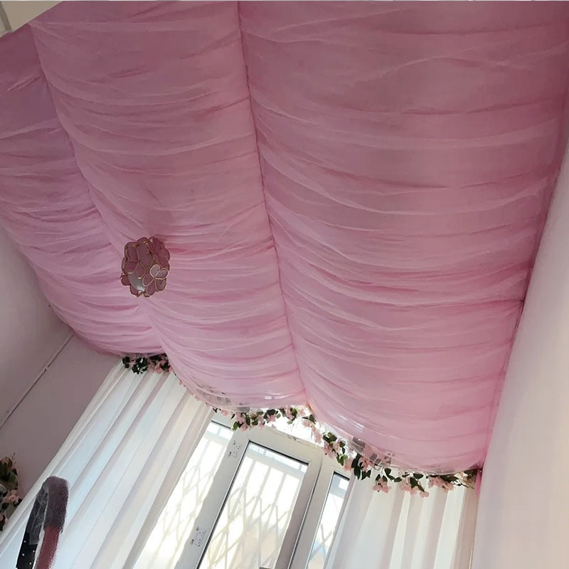 Decoración de boda decoración de techo ondulado cortina patio decoración de dormitorio polvo hotel superior