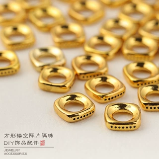 保色沙金手工方形镂空隔片隔珠DIY项链手链挂件配饰配件批发货源