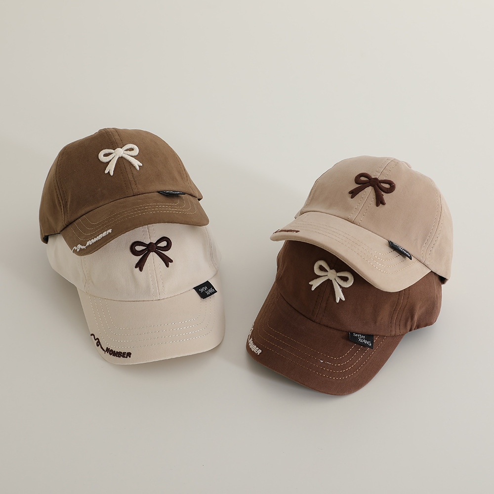 Sombreras de béisbol de niñas extranjeras, sombreros de lengua de pato para niños, modelado cóncavo, sombreros de arco bordados, sombreros de sombra para bebés, sombreros de lengua de pato