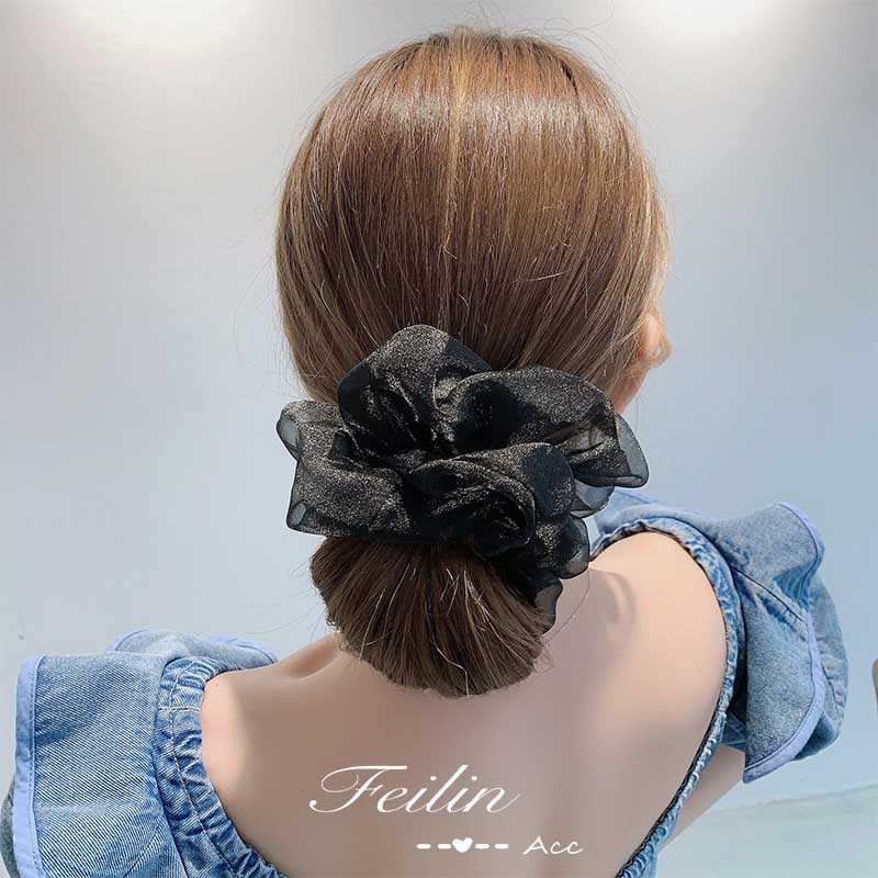 Elegante mesh haar scrunchie voor dames haaraccessoire_voghion.com