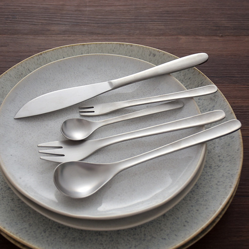 Japanese matte 304 material stainless steel knife, fork and spoon, Western tableware, coffee spoon, cake fork ins