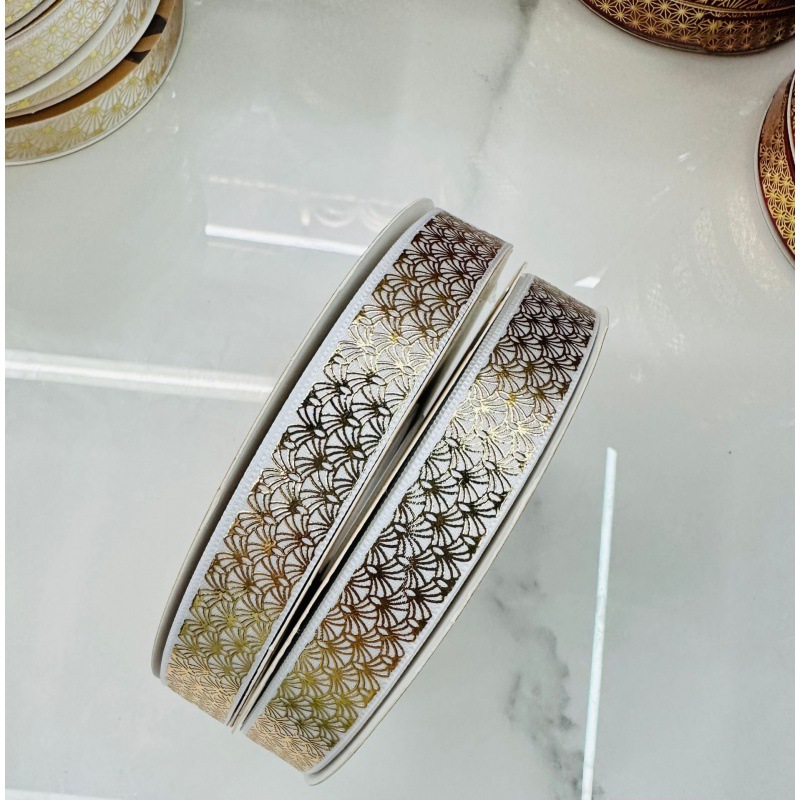 Bar brazo DIY cinta termoestable estampado poliéster cinta de regalo caja de regalo decoración 1.5cm de ancho estampado blanco