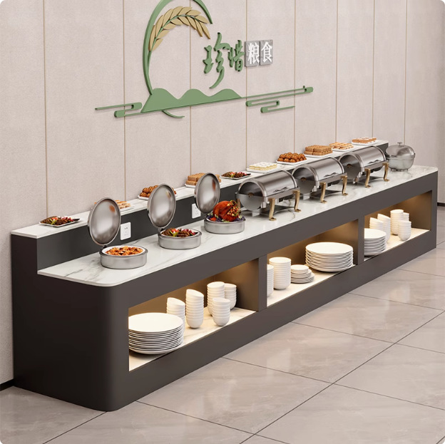 Modern Minimalist Restaurant Buffet Table School Unit Canteen Dining Table Hotel Island Table Buffet Table Serving Table