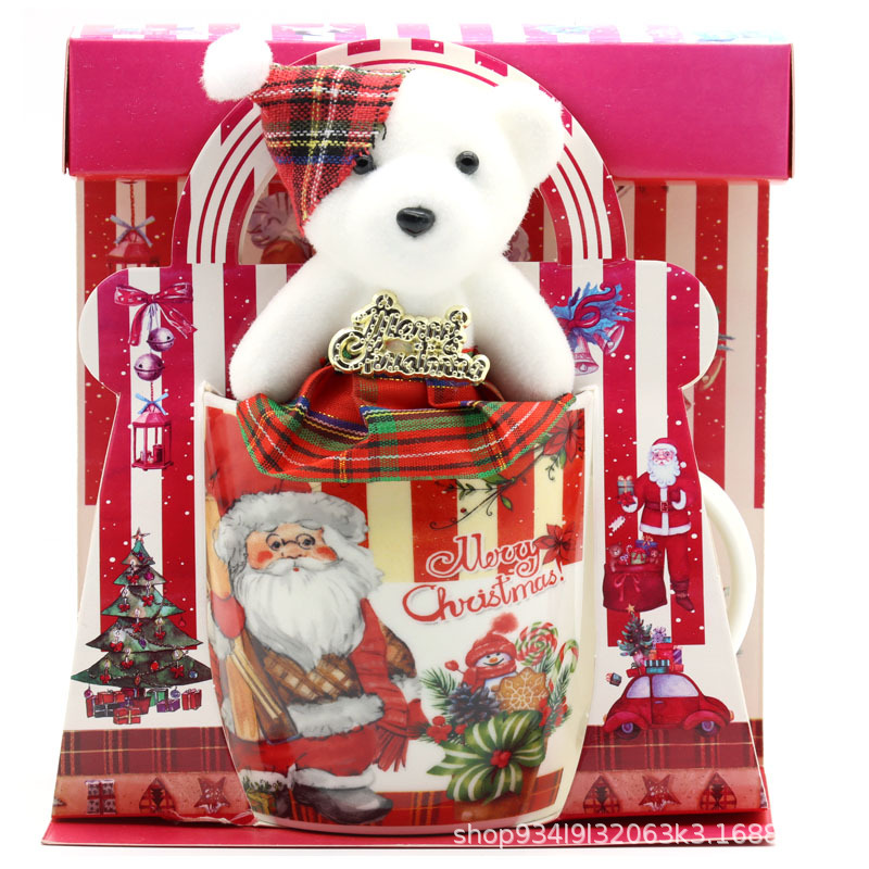 Tazas de cerámica de Navidad tazas de café tazas de Santa Claus tazas de regalo de Navidad tazas de marca con set de oso de Navidad