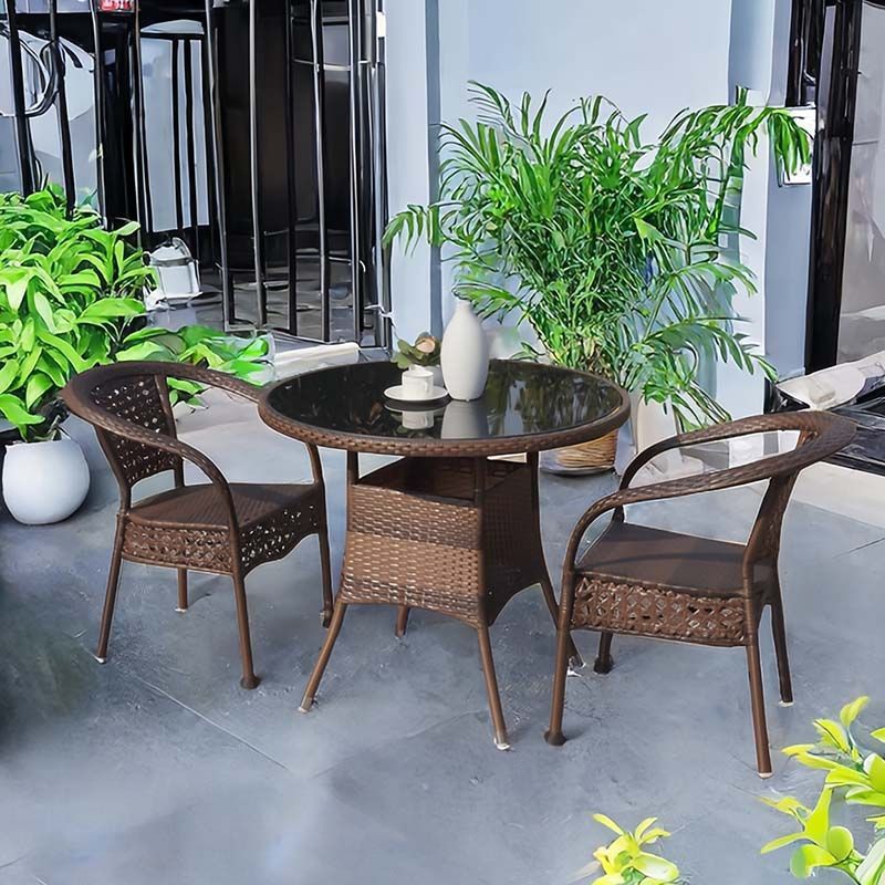 [2 chairs with cushions] + 70cm round table