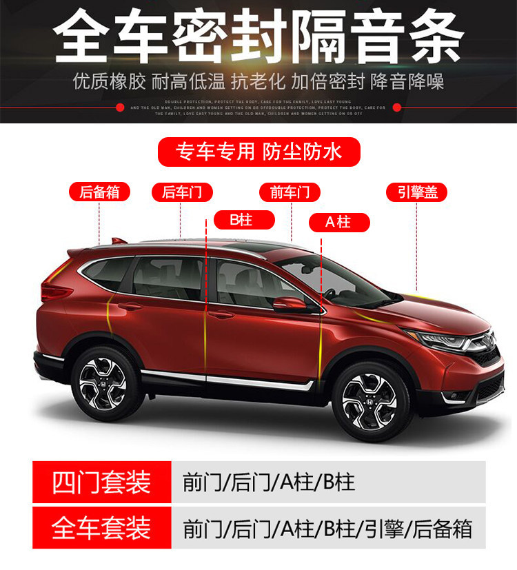 Specially Designed for Honda Models, the Soundproof Sealing Strips for All Doors of the Vezel, Xrv, Inspire, and Life Are Used for Noise Reduction Modification