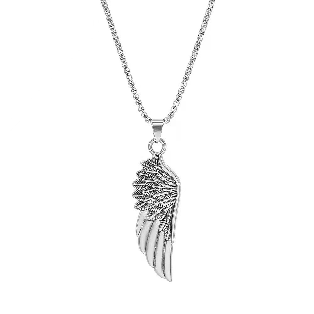 Instagram Feather Wings Necklace Men's Hip Hop Simple and Personalized Pendant Versatile Long Sweater Chain_voghion.com