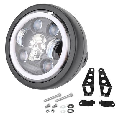 Headlight, Harley Led Headlight — Motorcycle headlights, headlights - skull-model-two-bracket-accessories