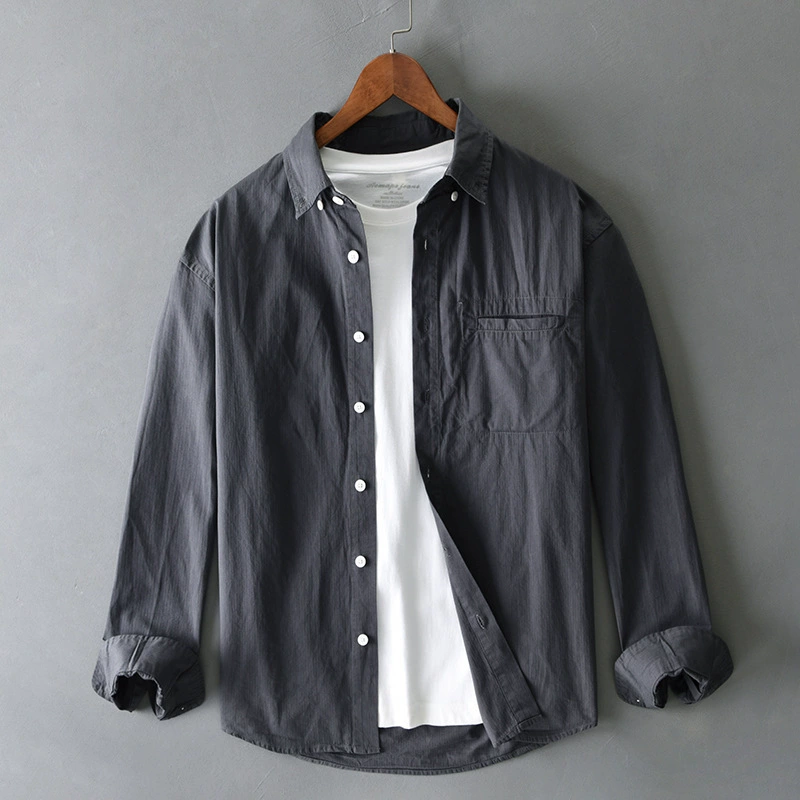 T707 мужская весенняя новая повседневная рубашка с длинными рукавами