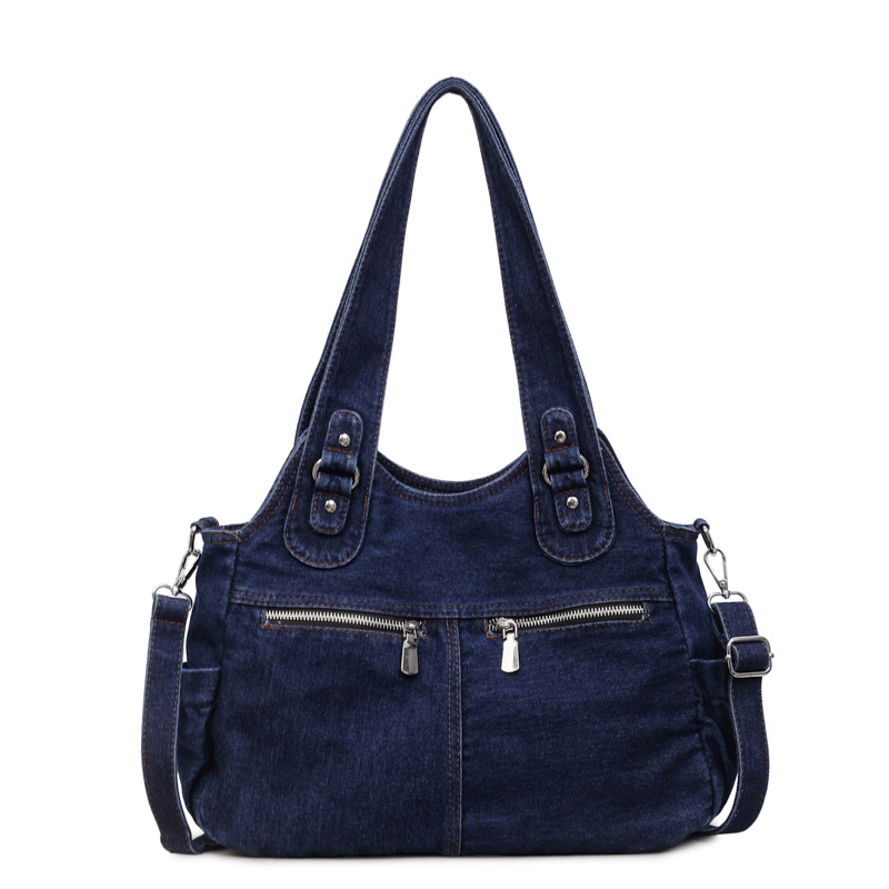 Bolso de denim para mujeres 2026 nueva moda multibolsillo de hombro tote de gran capacidad de transporte de mano mochila