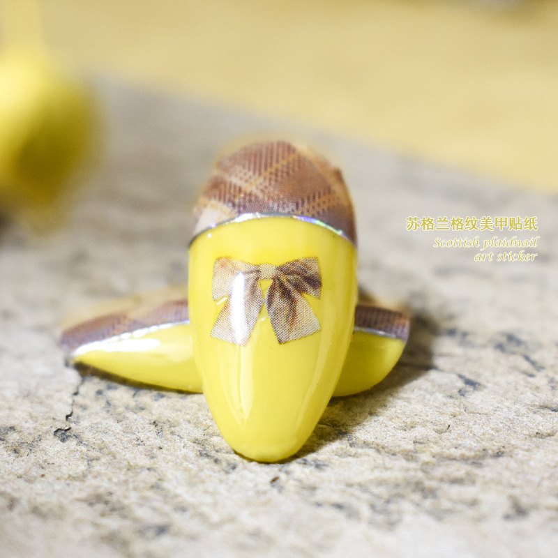 Celebridad de Internet nuevo escocés Plaid uñas pegatinas JK estilo fresco uñas pegatinas DIY cinta adhesiva