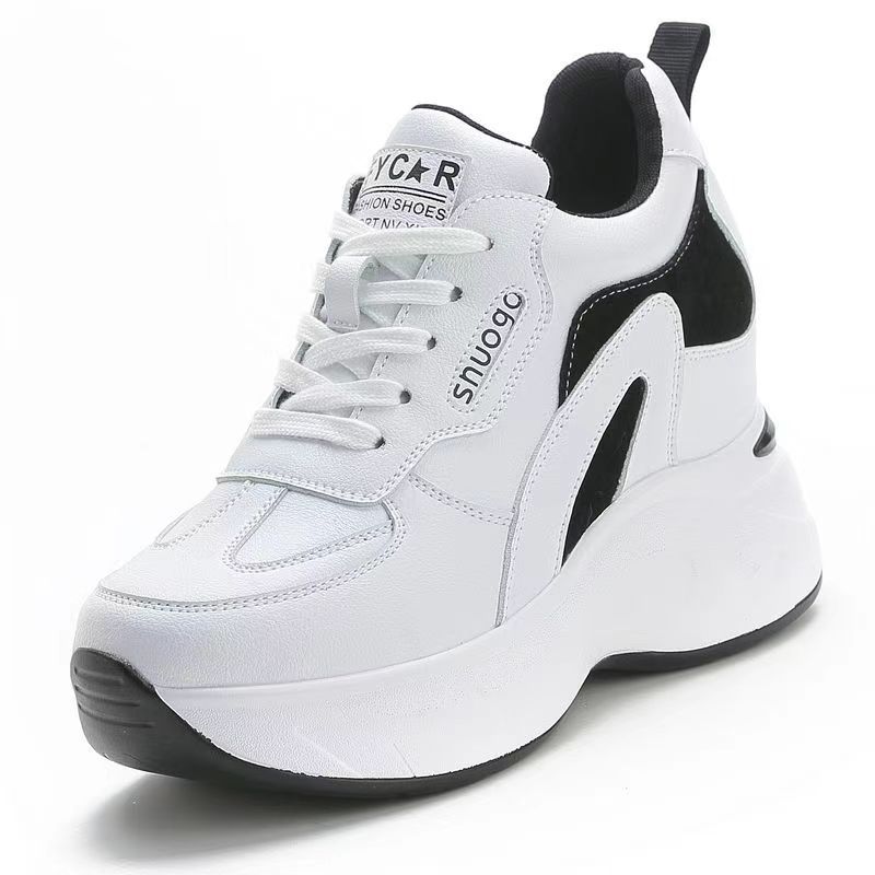 2024 otoño nuevos zapatos de altura de mujer zapatos blancos de suela gruesa de 8 cm zapatos de deporte transpirables de mujer