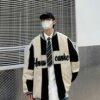 Guochao Original Retro Color matching corduroy Jacket Easy Versatile Spring and autumn season mlb coat ins Chaopai