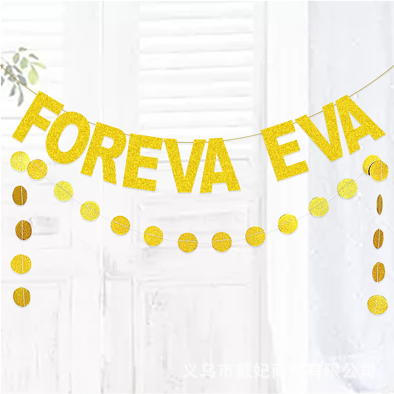 Fiesta de boda decoración compromiso cadena bandera Día de San Valentín tirar bandera pieza redonda tirar flor