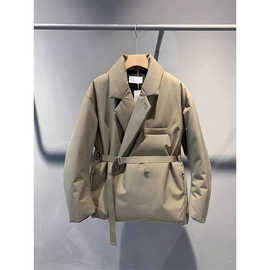 感小香风极简翻领鸭绒西装领加厚保暖西装外套冬装上衣女腈纶其它