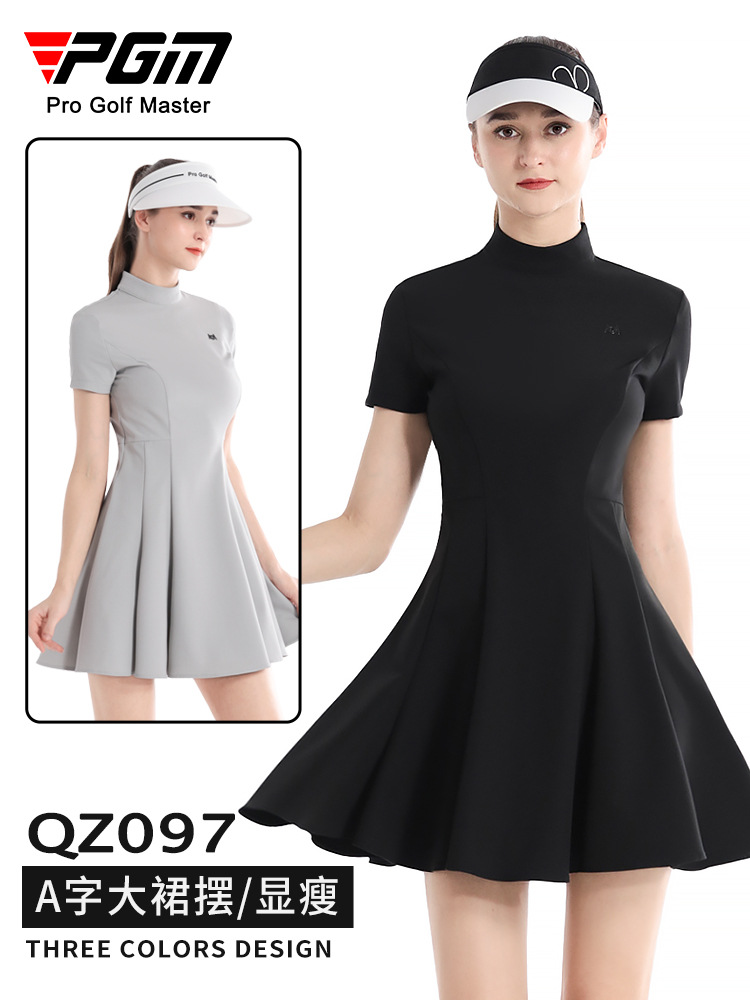 Pgm Summer Golf Women's Slim Waist Slimming Look A-Line Dress Short-Sleeved Women's Skirt Suit Korean Style Golf Clothing