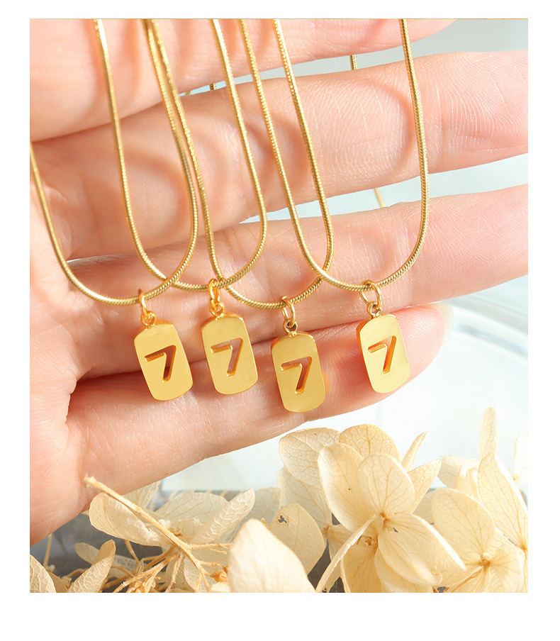 Wholesale Simple Style Number Titanium Steel 18K Gold Plated Pendant Necklace_colorza_5
