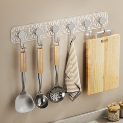 Hook without drilling, adhesive hooks in a row, transparent continuous strong adhesive, back-of-door clothes hanger, clothes and towels, kitchen, dormitory