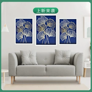 [纸画外贸热销客厅壁画现代简约风挂油画抽象立体纸浆画材料装饰画]