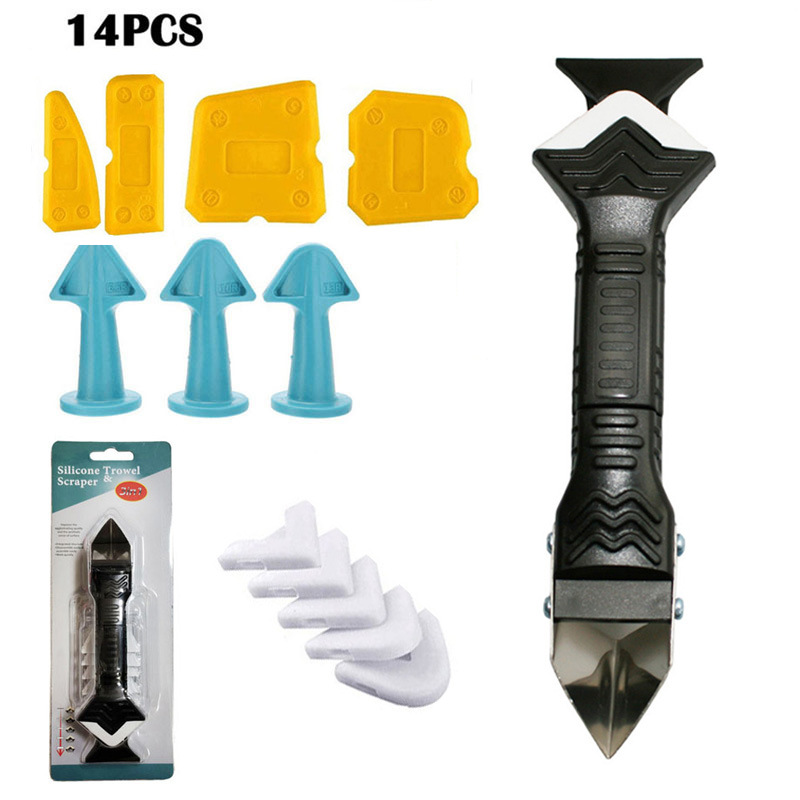 14件套吸塑3合1刮刀除铲胶器塑料刮板喷嘴硅胶胶尖嘴 美缝工具