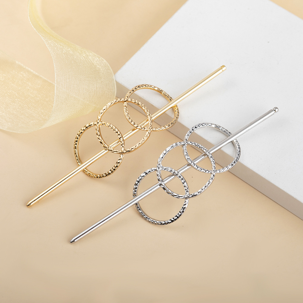 Moda nuevo estilo Accesorios para el cabello europeo y americano minimalista hueco geométrico redondo metal horquilla clip de pelo Cen ventilador joyería