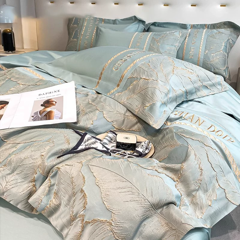 Комплект из четырех предметов из 100% хлопка, высококачественный пододеяльник из чистого хлопка с вышивкой, роскошная простыня, натяжная простыня, для домашнего использования, элитное постельное белье для спальни.