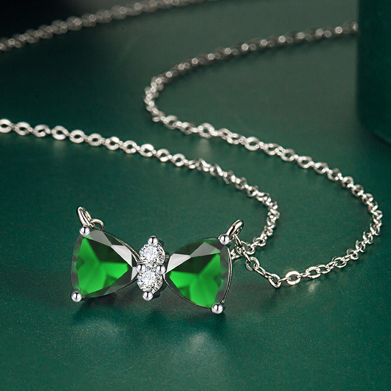 Fashion Bow Knot Copper Plating Zircon Pendant Necklace 1 Piece