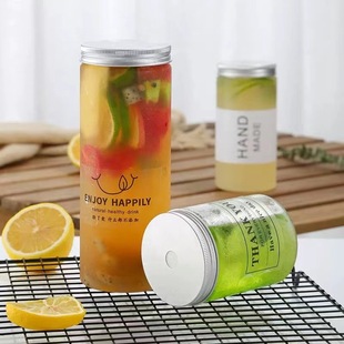 Straight plastic beverage bottle cylindrical large diameter beverage bottle milk tea cup disposable outer packing bottle 500 ml