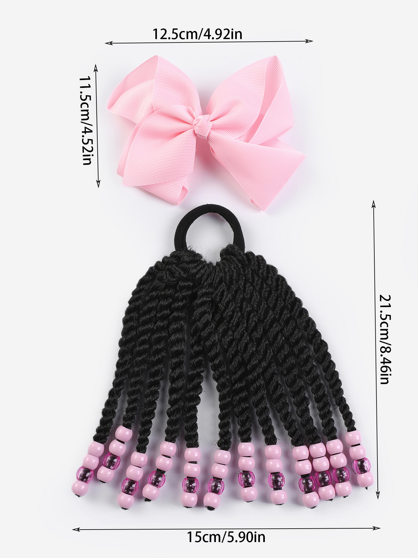 Punto trenza sucia con cuentas lazo para niños peluca de cola de caballo beaded ponytail para niños