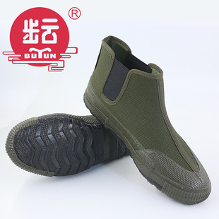 Shanghai Buyun flat-bottomed one-step canvas ingot shoes labor insurance release shoes men's and women's high waist release shoes a generation of hair