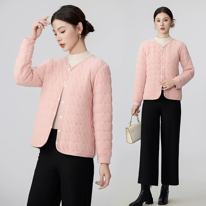 Деремат хлопчатобумажная одежда женский зимний новый 2024 корейский сплошной цвет, легкий без воротника, свободная хлопчатобумажная одежда