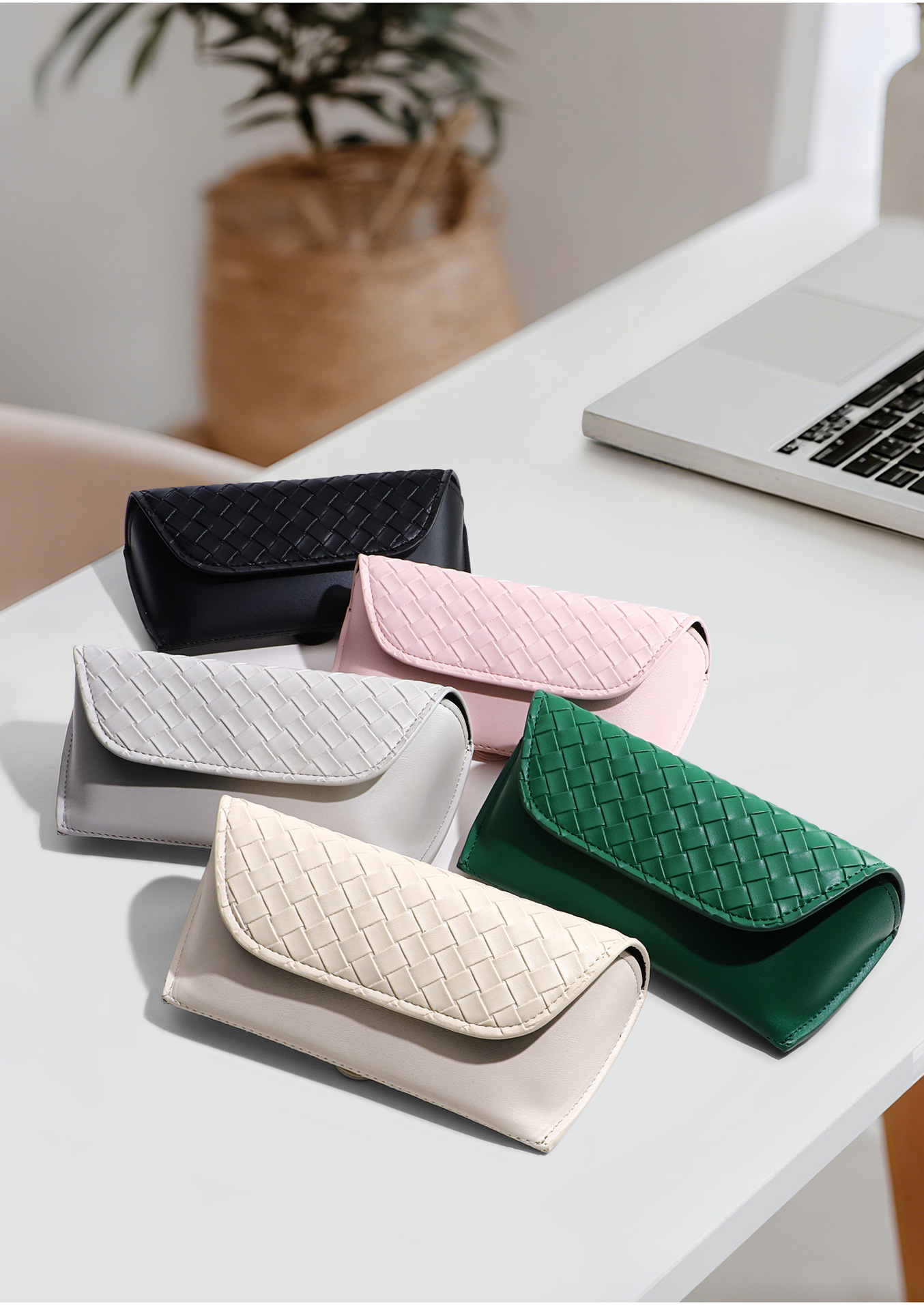 Car Glasses Case Sun Visor Woven Leather Sunglasses Clip Convenient Sunglasses Hanging Glasses Case New Glasses Clip