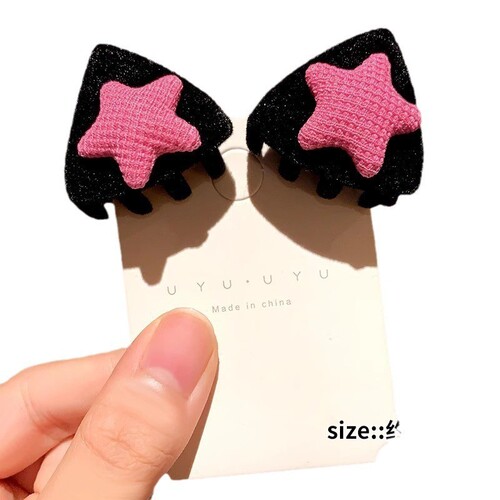 Children's Korean version of flocked grabber little girl cartoon cat ear small hairpin forehead bangs clip broken hair hairpin clip