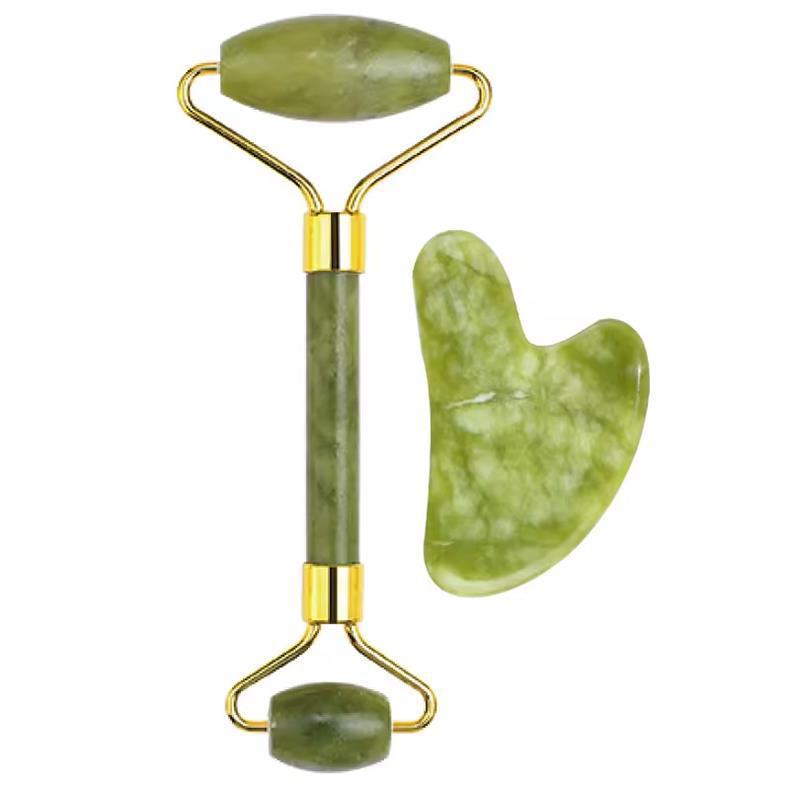 Amazon Pembe Kristal Jade Çift Başlı Masaj Rulörü Kalp Şekli Kazıyıcı Özel Masaj Kazıyıcı Taş Stokta