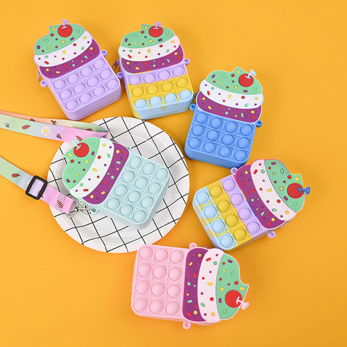 Candy-Colored Summer Cool Ice Cream Style Children's Single Shoulder Cross-Body Silicone Mouse Killing Colored Silicone Wallet