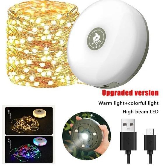 クロスボーダー 10m 雰囲気 LED キャンプランプ USB 充電式屋外テントカラフルなストリングライトテープメジャー収納キャンプランプ|undefined