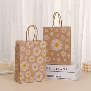 Fashion simple small daisy gift bag flat bottom portable packaging bag candy bag shopping gift packaging bag wholesale