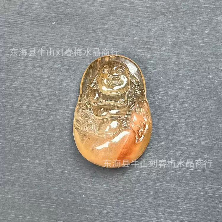 黄兔毛大肚弥勒佛一物一图吊坠民族风古风挂件节日礼品厂家批发