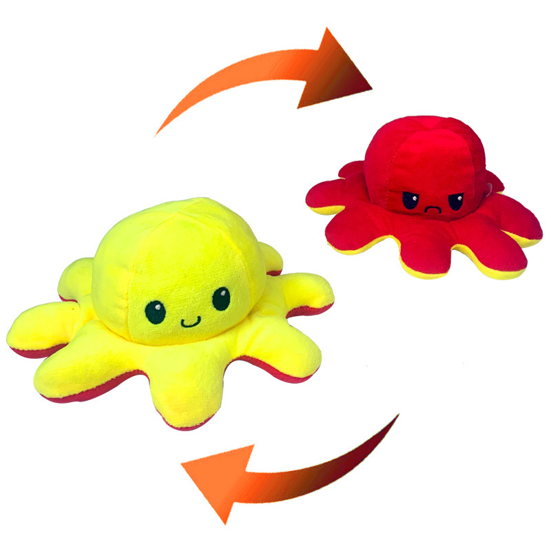 Pulpo reversible Flip pulpo juguete de peluche muñeca de expresión de doble cara muñeca de Ragdoll que cambia la cara en stock al por mayor