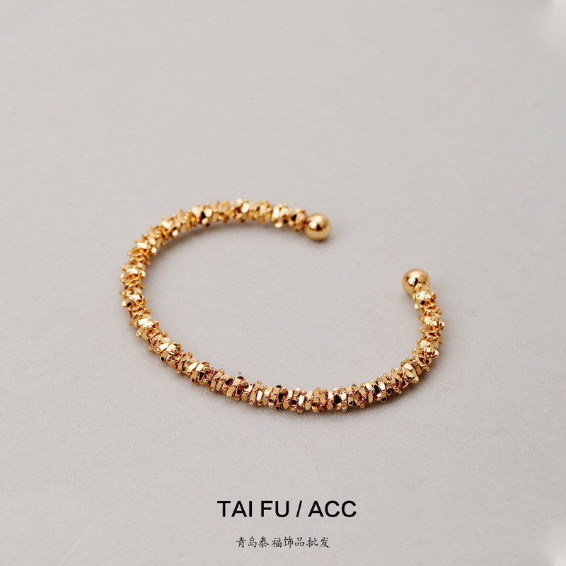 Brass electroplated 18k high color retention real gold bracelet female fashion niche design sparkling temperament bracelet