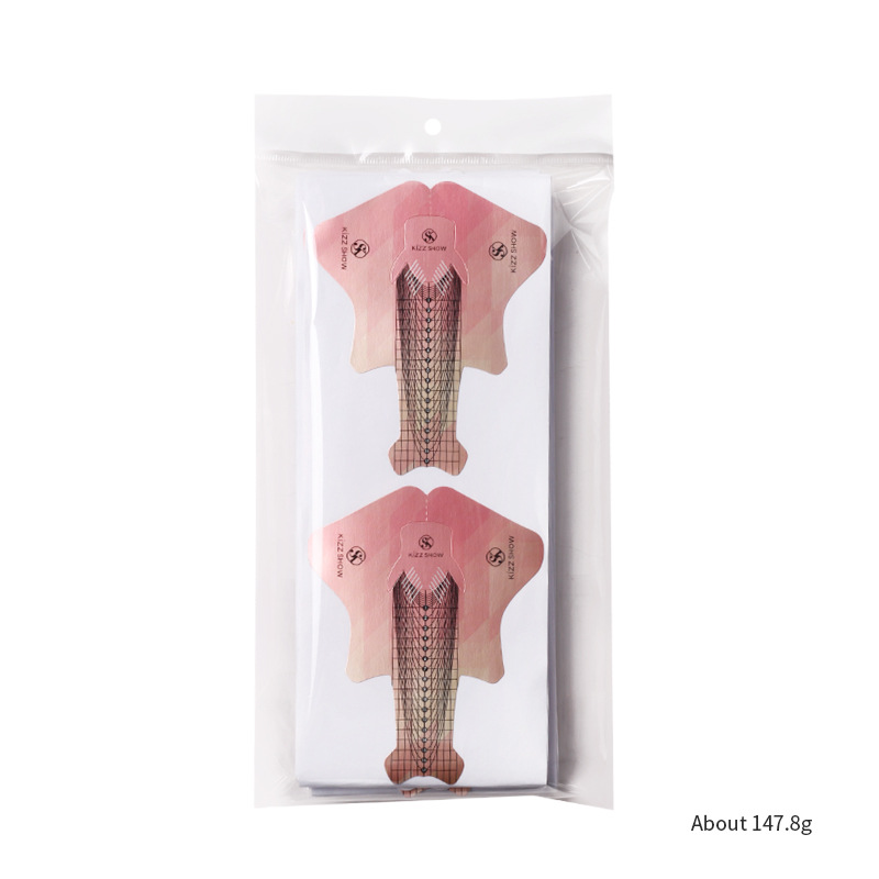 Nuevo arte de uñas transfronterizo alargado titular de papel desmontable en forma de pez Herramienta de extensión de fototerapia francesa titular de papel 100/300 piezas